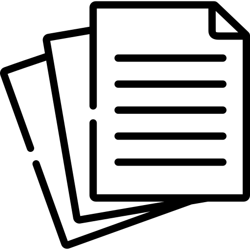 icon representing annotations on a piece of paper for research and analysis